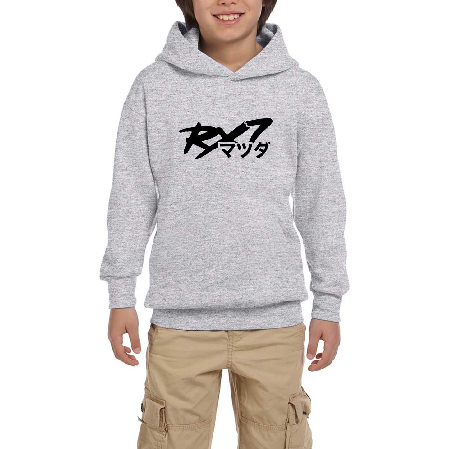 Mazda RX7 Japon Logo Gri Çocuk Kapşonlu Sweatshirt