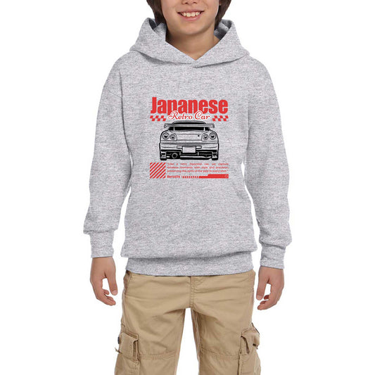 Japanese GTR Gri Çocuk Kapşonlu Sweatshirt