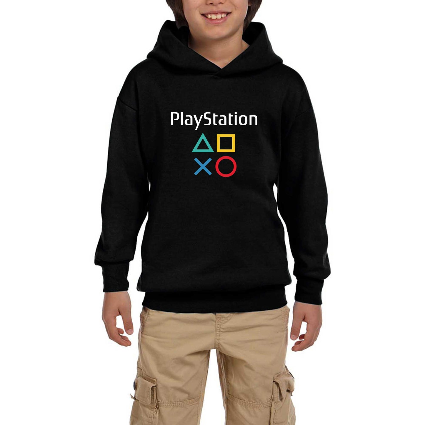 Playstation Gamepad Yazı Siyah Çocuk Kapşonlu Sweatshirt