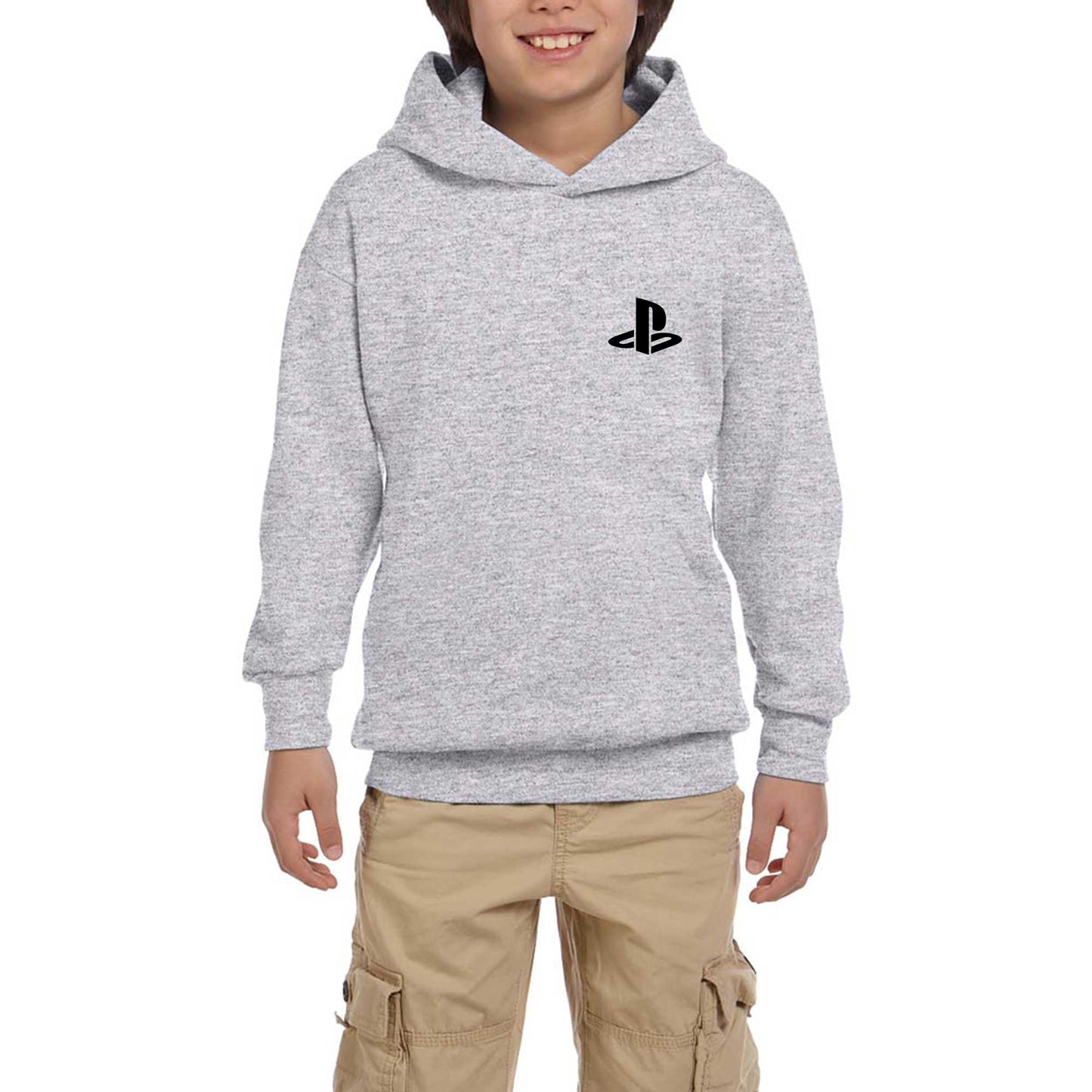 Playstation Logo Black Gri Çocuk Kapşonlu Sweatshirt