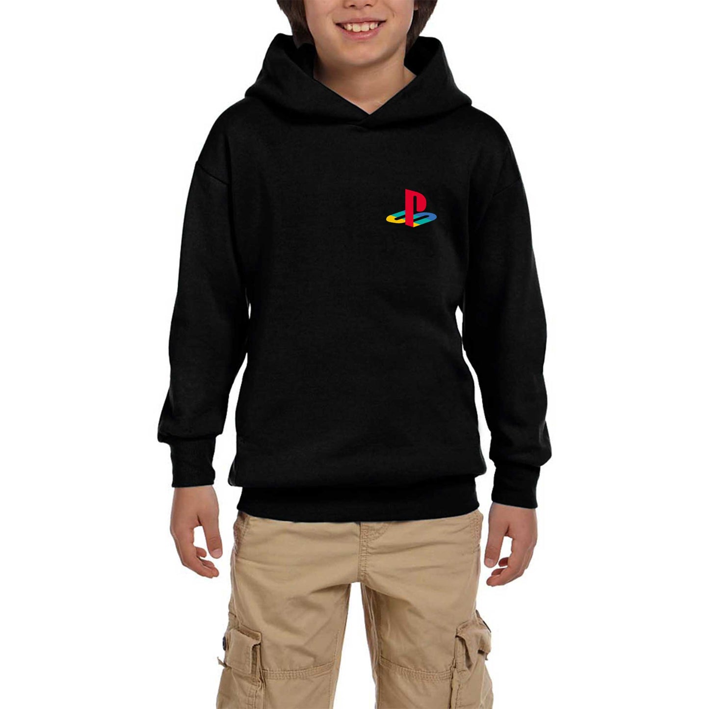 Playstation Logo Color Siyah Çocuk Kapşonlu Sweatshirt
