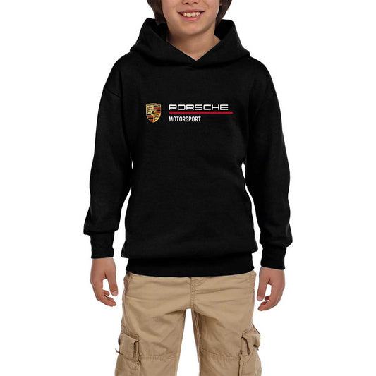 Porsche Logo Motorsport Siyah Çocuk Kapşonlu Sweatshirt