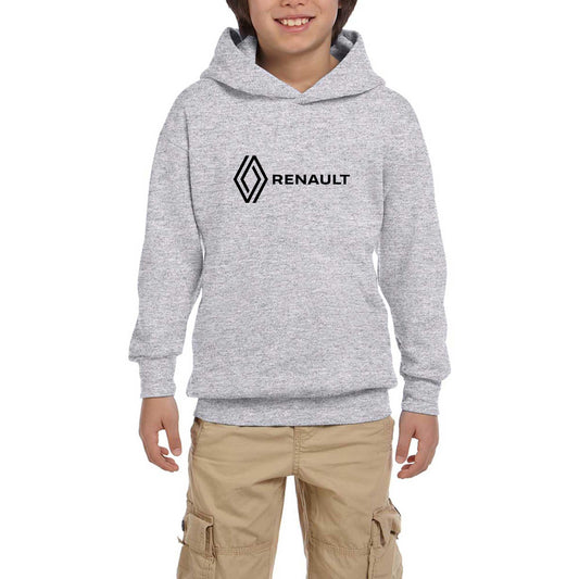 Renault Text Logo Gri Çocuk Kapşonlu Sweatshirt
