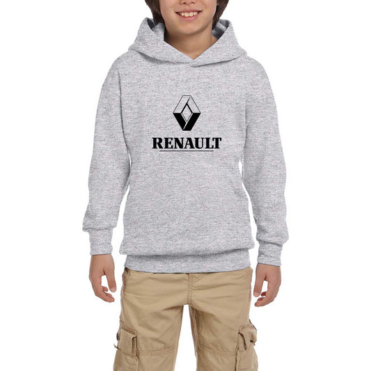 Renault Classıc Logo Gri Çocuk Kapşonlu Sweatshirt