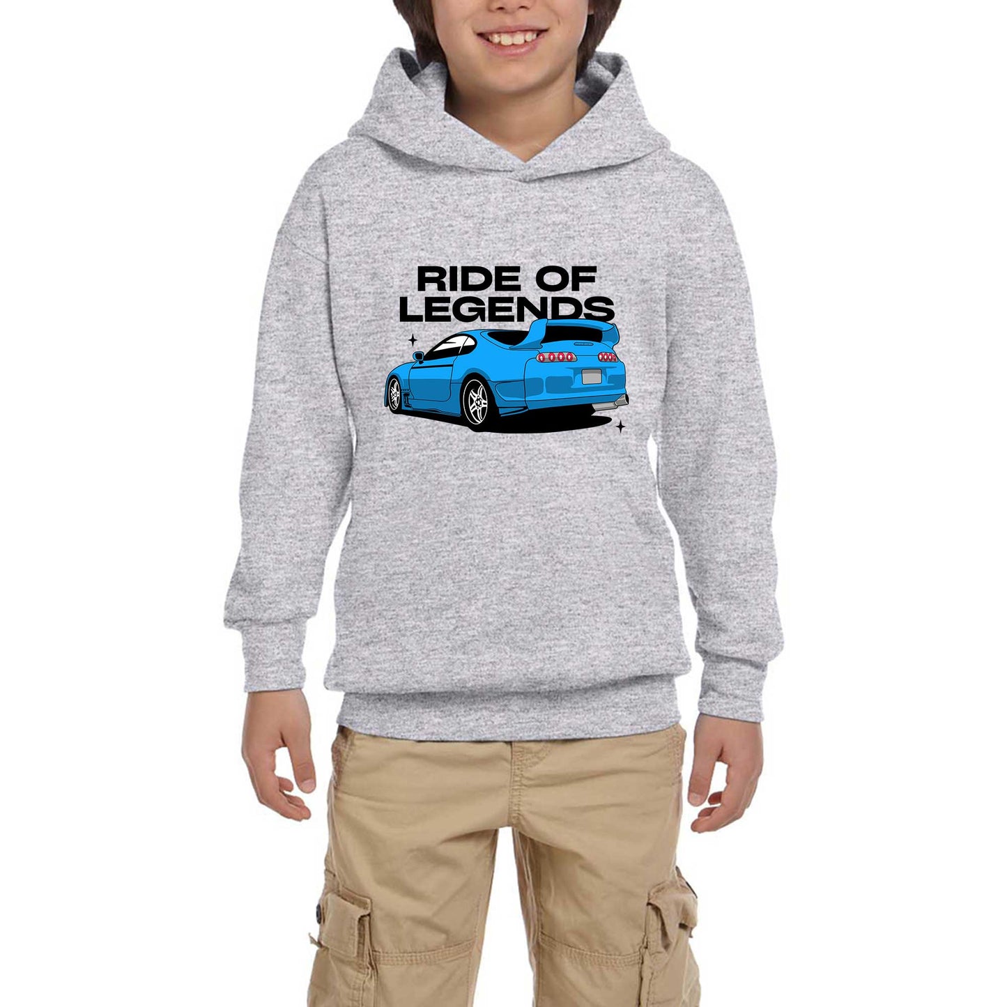 Toyota Supra Ride Of Legends Gri Çocuk Kapşonlu Sweatshirt
