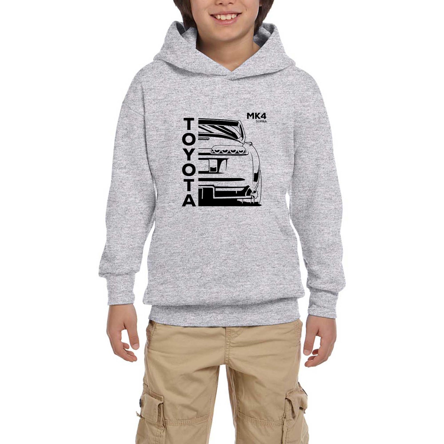 Toyata MK4 Supra Gri Çocuk Kapşonlu Sweatshirt