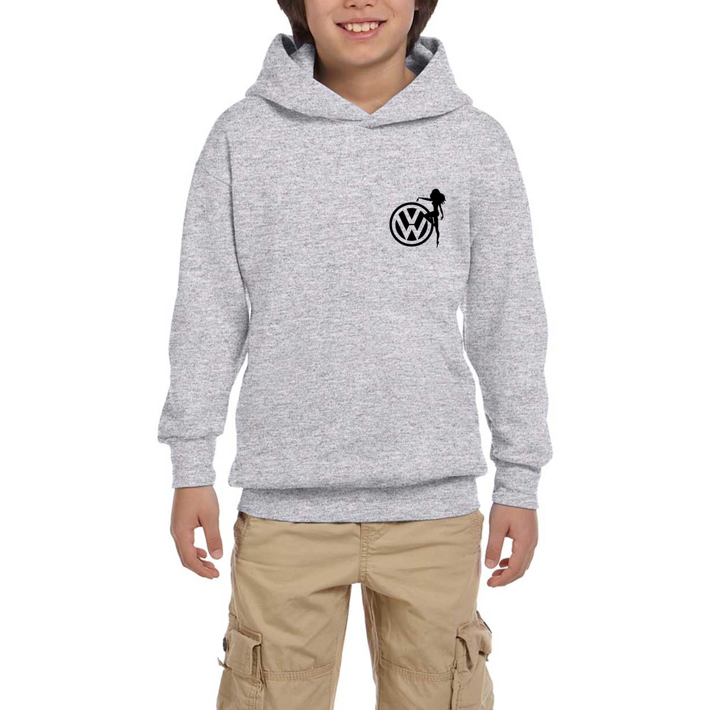 Volkswagen Woman Logo Gri Çocuk Kapşonlu Sweatshirt