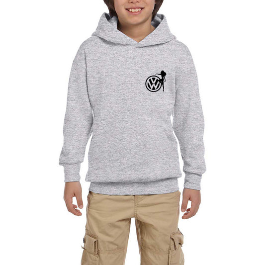 Volkswagen Woman Logo Gri Çocuk Kapşonlu Sweatshirt