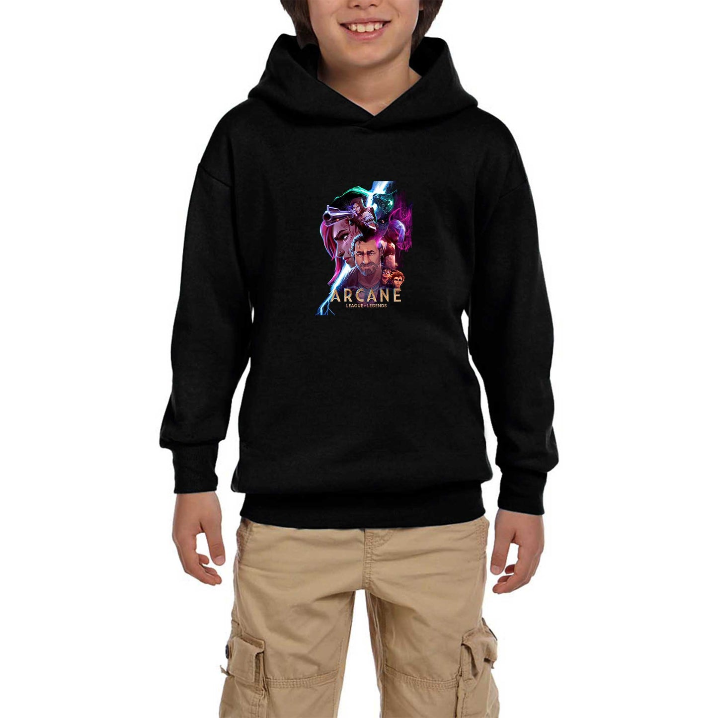 Arcane Siyah Çocuk Kapşonlu Sweatshirt