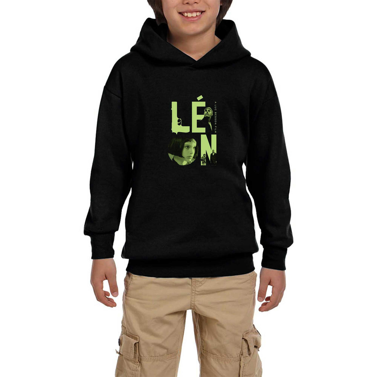 Leon Film Siyah Çocuk Kapşonlu Sweatshirt