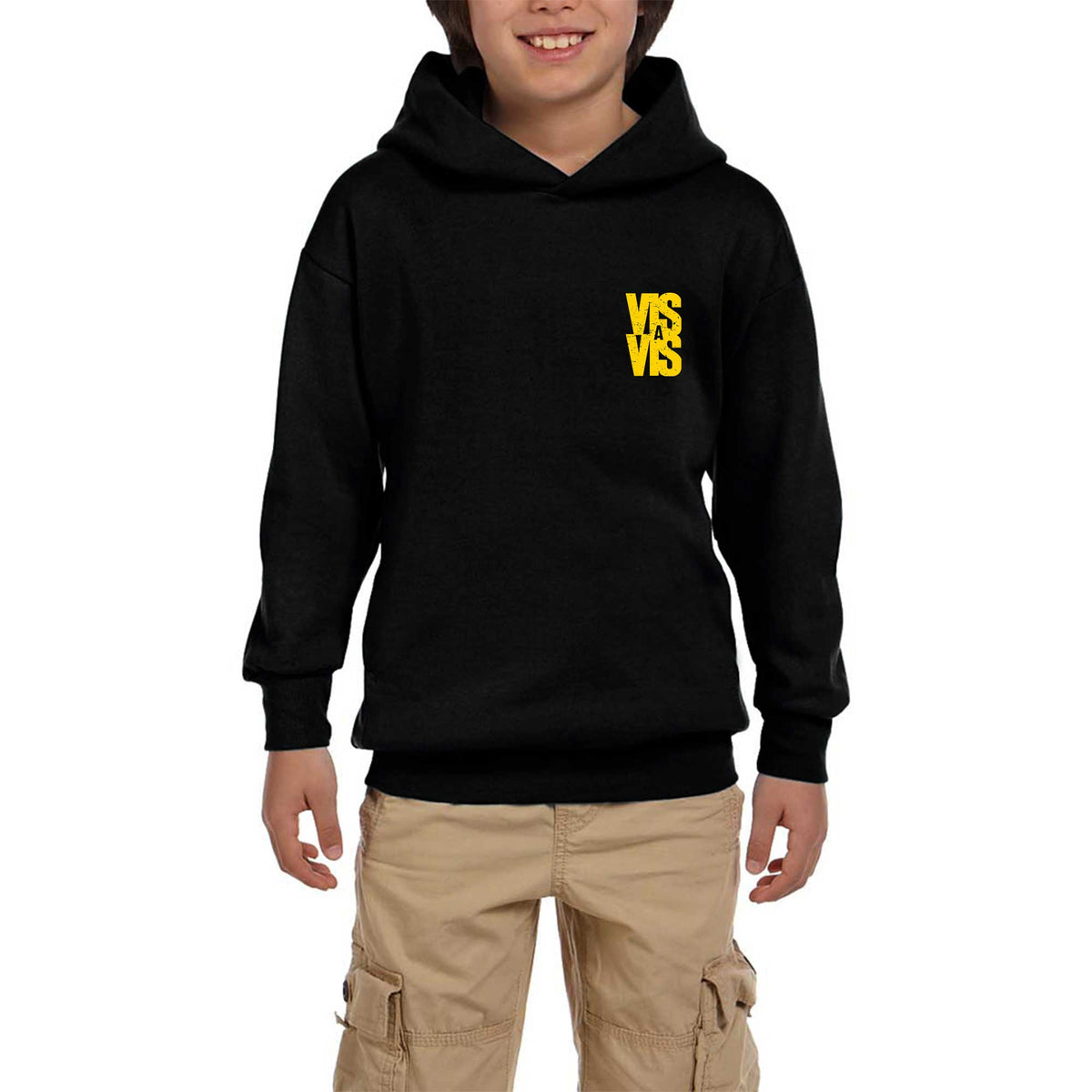 Vis A Vis Logo Siyah Çocuk Kapşonlu Sweatshirt