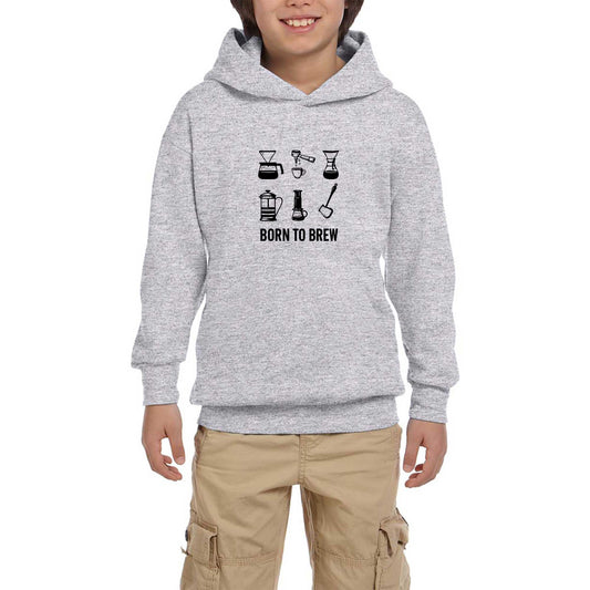 Barista Born To Brew Gri Çocuk Kapşonlu Sweatshirt