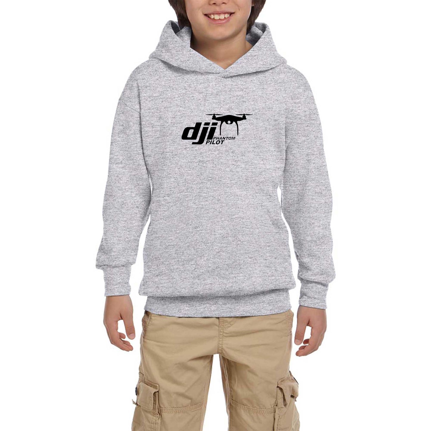 Dji Phantom Pilot Gri Çocuk Kapşonlu Sweatshirt