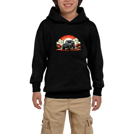 Off Roading Go Anywhere Siyah Çocuk Kapşonlu Sweatshirt