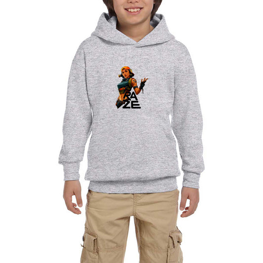 Valorant Raze Gri Çocuk Kapşonlu Sweatshirt