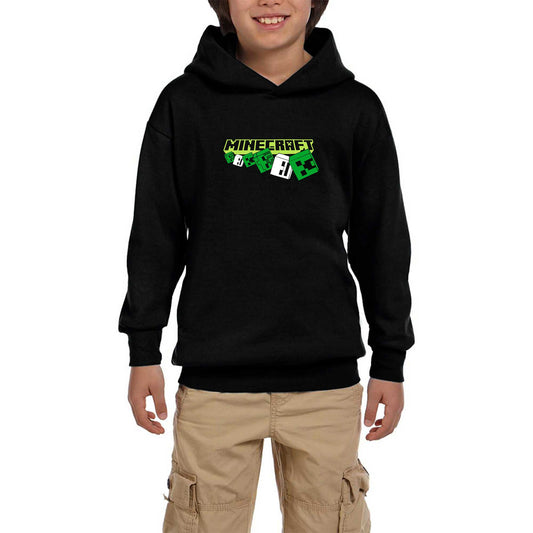 Minecraft Skeleton And Creeper Siyah Çocuk Kapşonlu Sweatshirt