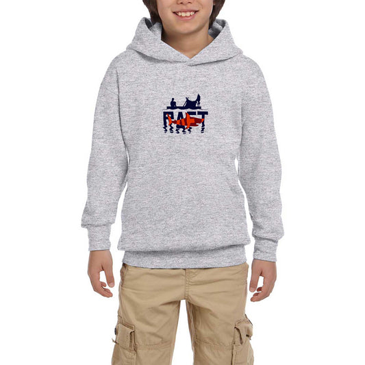 Raft Logo Shark Gri Çocuk Kapşonlu Sweatshirt