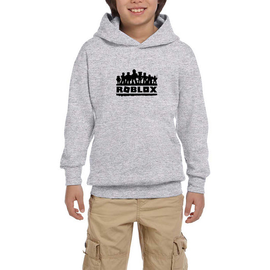 Roblox Text Gri Çocuk Kapşonlu Sweatshirt