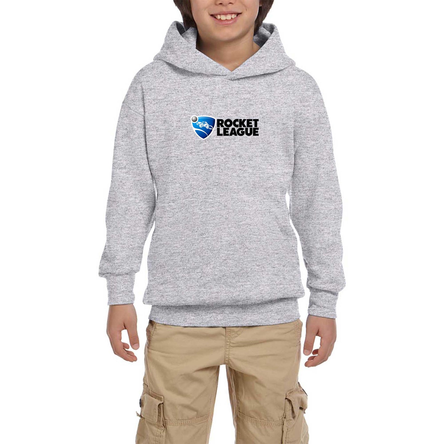 Rocket League Logo Gri Çocuk Kapşonlu Sweatshirt