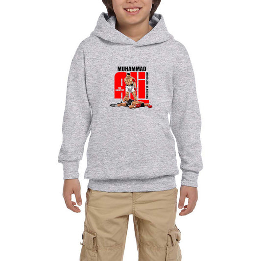 Muhammad Ali The Greatest Gri Çocuk Kapşonlu Sweatshirt