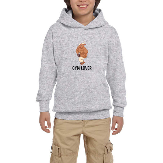Gym Love Boğa Gri Çocuk Kapşonlu Sweatshirt