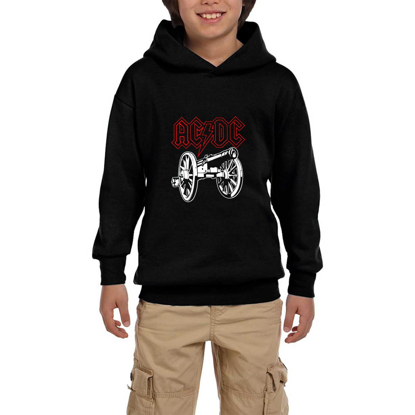 Ac Dc About Rock Cannon Siyah Çocuk Kapşonlu Sweatshirt
