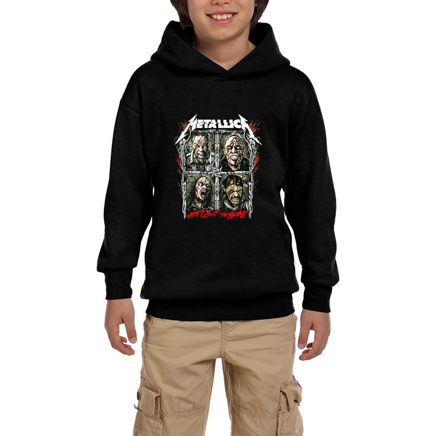 Metallica Spitout The Bone Siyah Çocuk Kapşonlu Sweatshirt