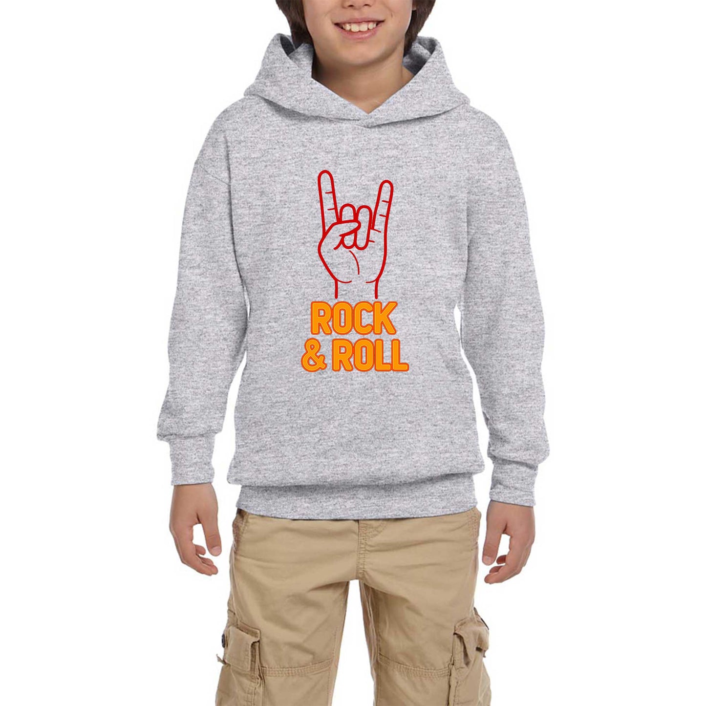 Rock Roll Gri Çocuk Kapşonlu Sweatshirt