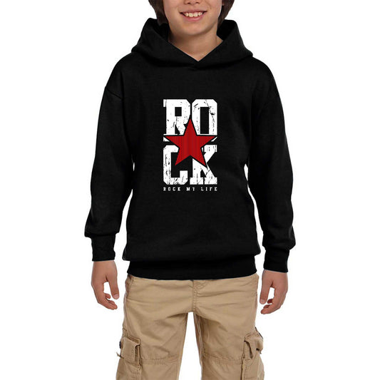 Rock My Life Siyah Çocuk Kapşonlu Sweatshirt