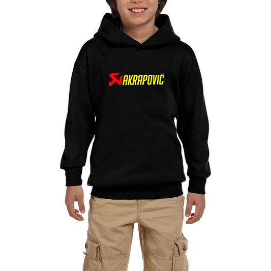 Akrapovic Logo Text Siyah Çocuk Kapşonlu Sweatshirt