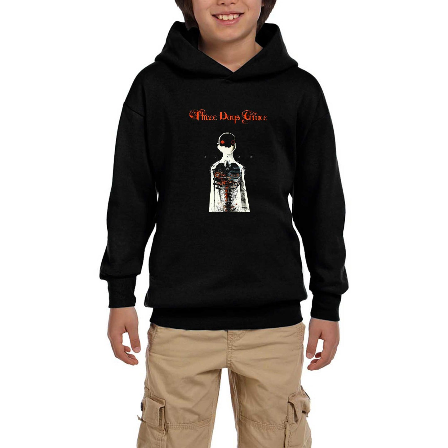 Three Days Grace Human Siyah Çocuk Kapşonlu Sweatshirt