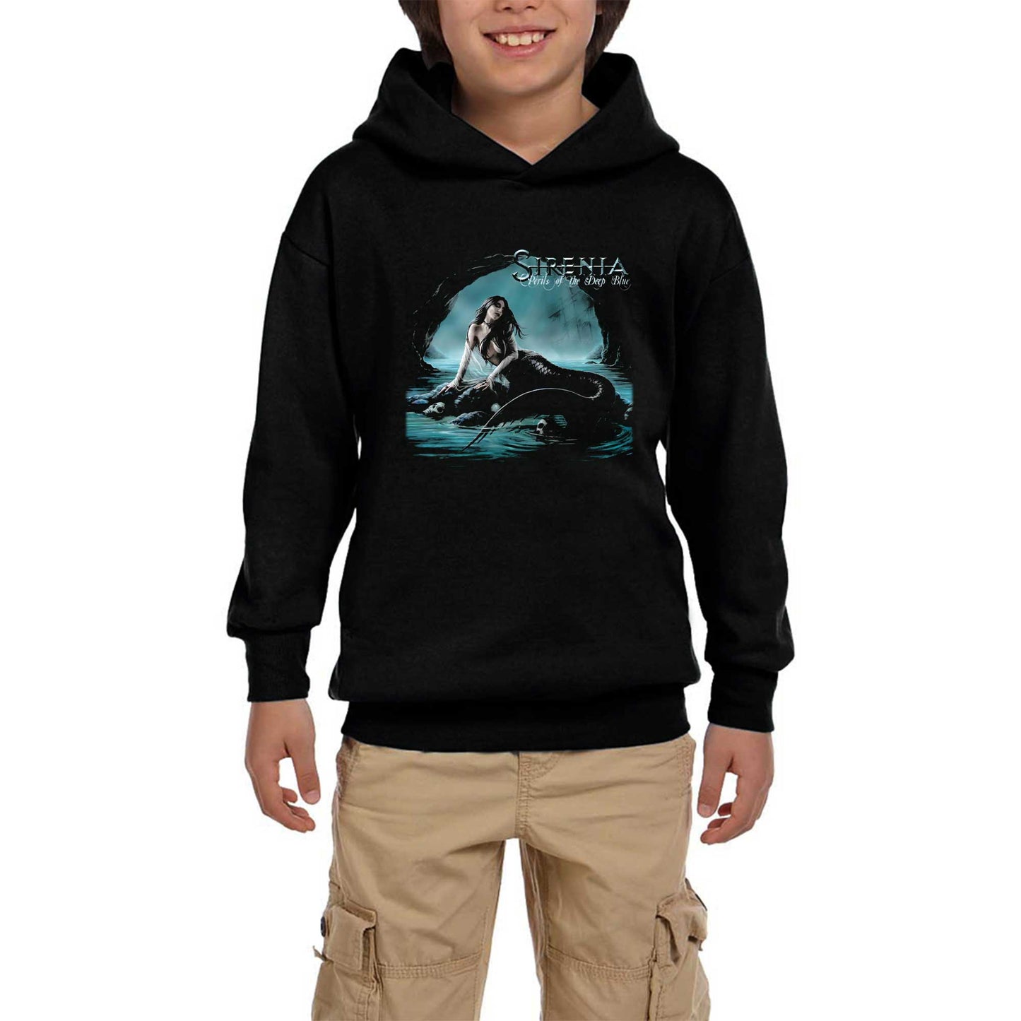 Sirenia Perils Of The Deep Blue Siyah Çocuk Kapşonlu Sweatshirt