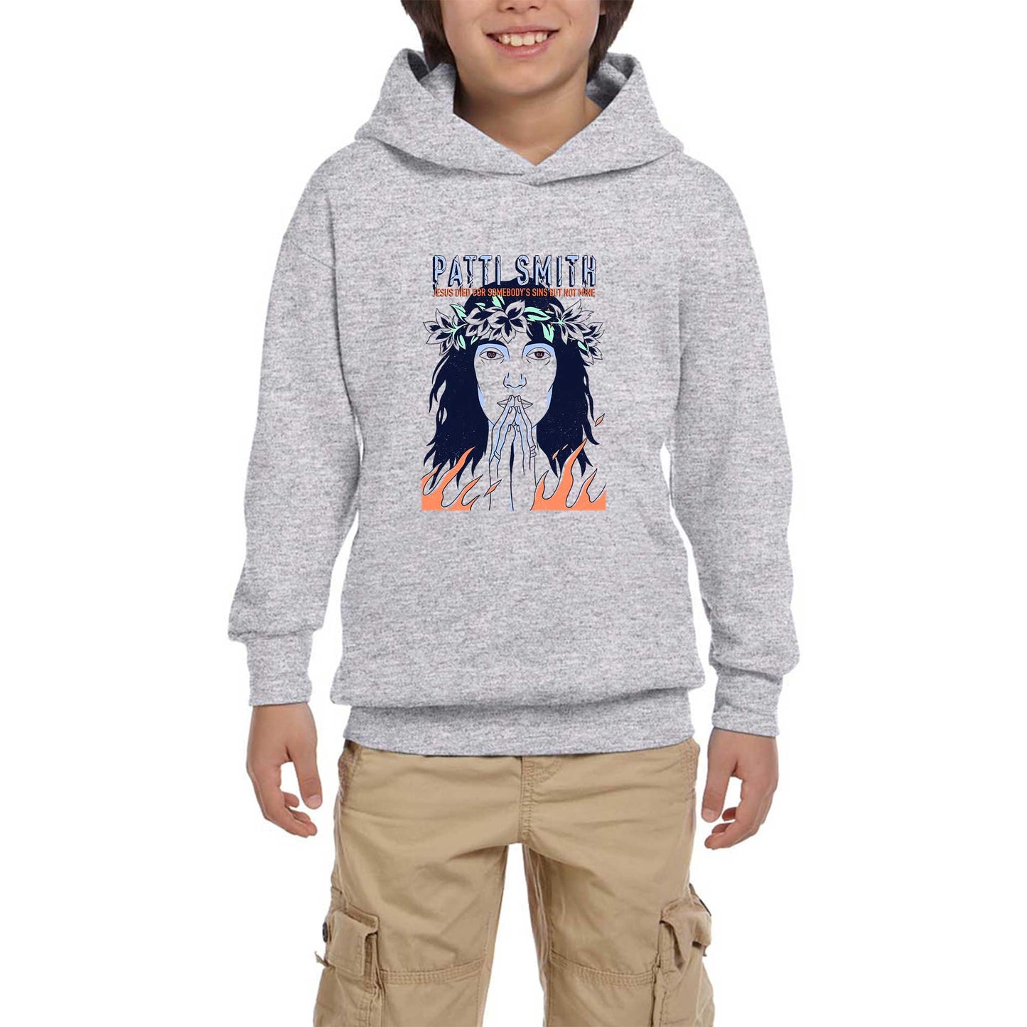 Patti Smith Gloria Gri Çocuk Kapşonlu Sweatshirt