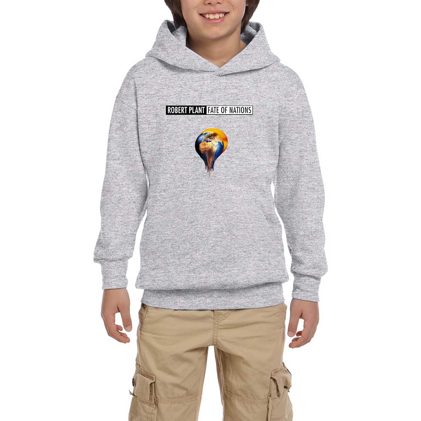 Robert Plant Fate of Nations Gri Çocuk Kapşonlu Sweatshirt