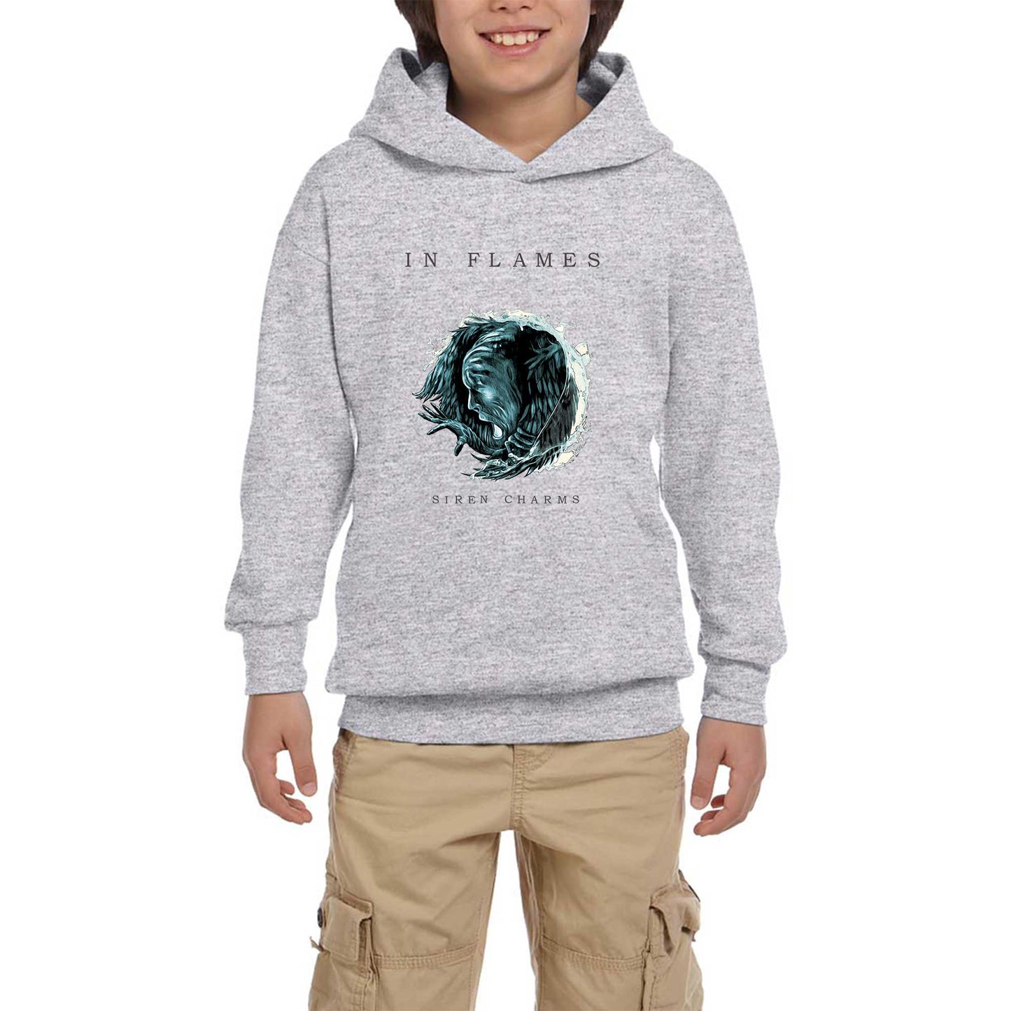 In Flames Siren Charms Gri Çocuk Kapşonlu Sweatshirt