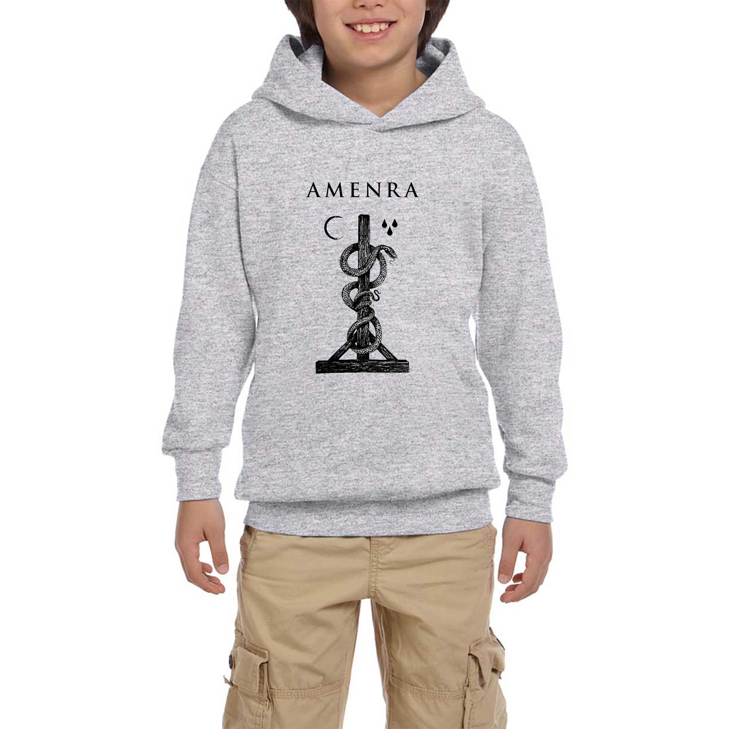 Amenra Kreuz Snake Gri Çocuk Kapşonlu Sweatshirt