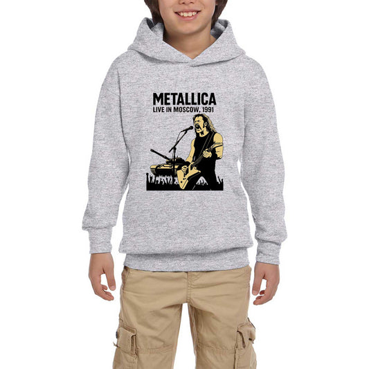 Metallica Live İn Moscow Gri Çocuk Kapşonlu Sweatshirt