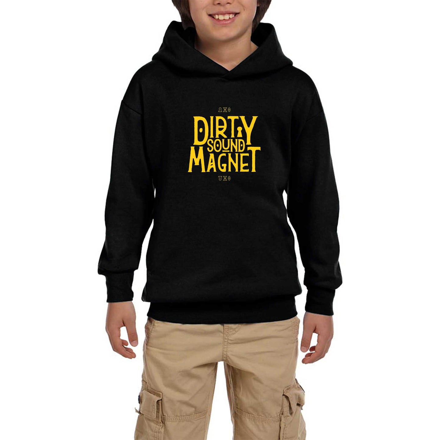 Dirty Sound Magnet Text Siyah Çocuk Kapşonlu Sweatshirt
