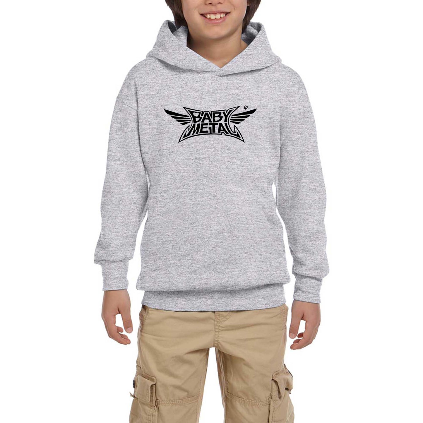 Babymetal Logo Black Gri Çocuk Kapşonlu Sweatshirt