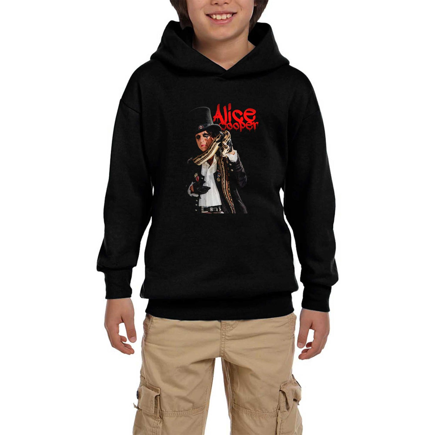 Alice Cooper Snake Siyah Çocuk Kapşonlu Sweatshirt