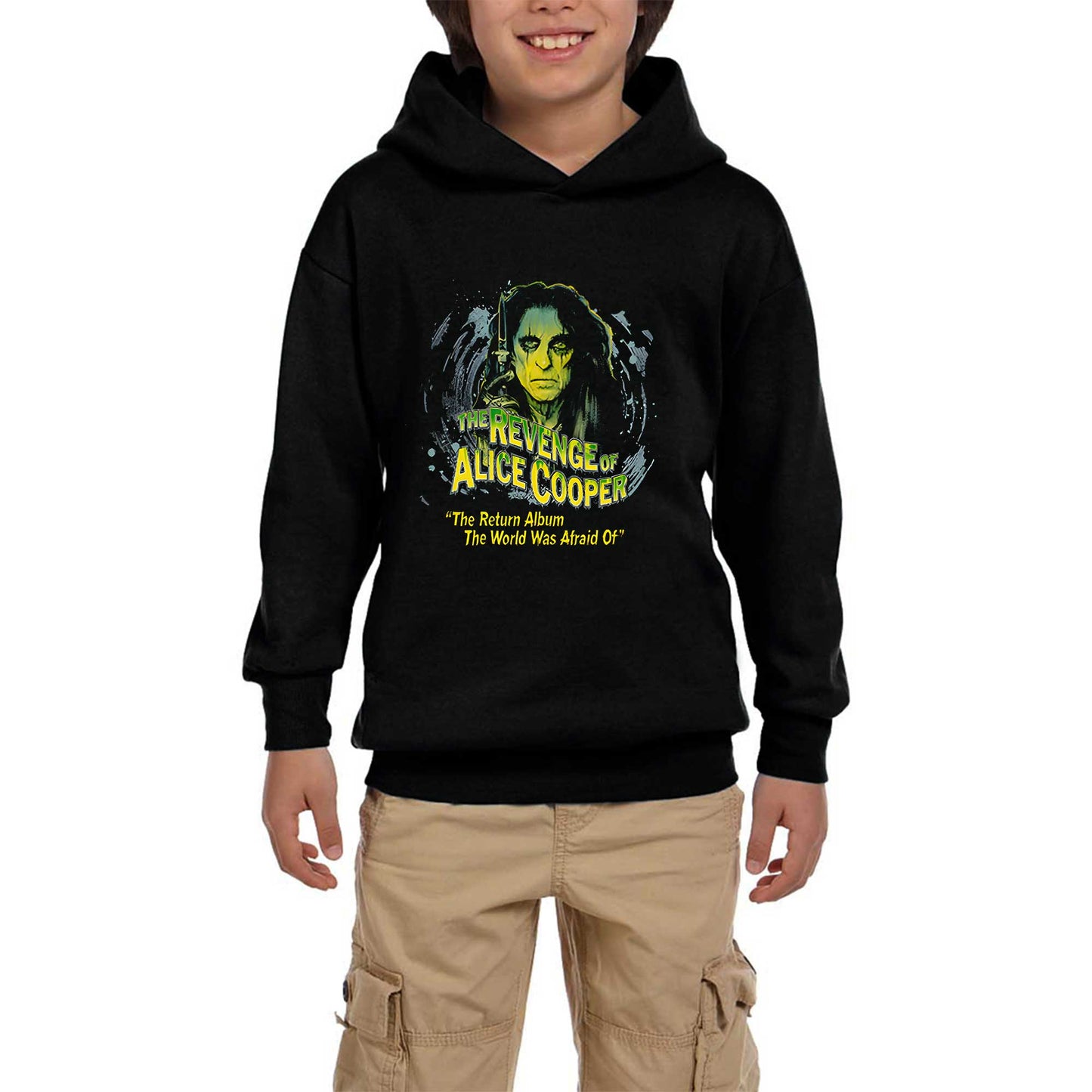 Alice Cooper The Revenge of Face Siyah Çocuk Kapşonlu Sweatshirt