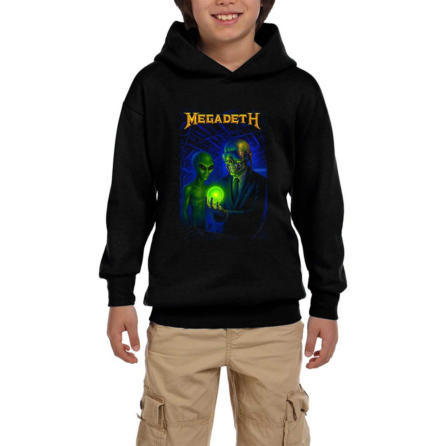 Megadeth Rust in Peace Alien Siyah Çocuk Kapşonlu Sweatshirt