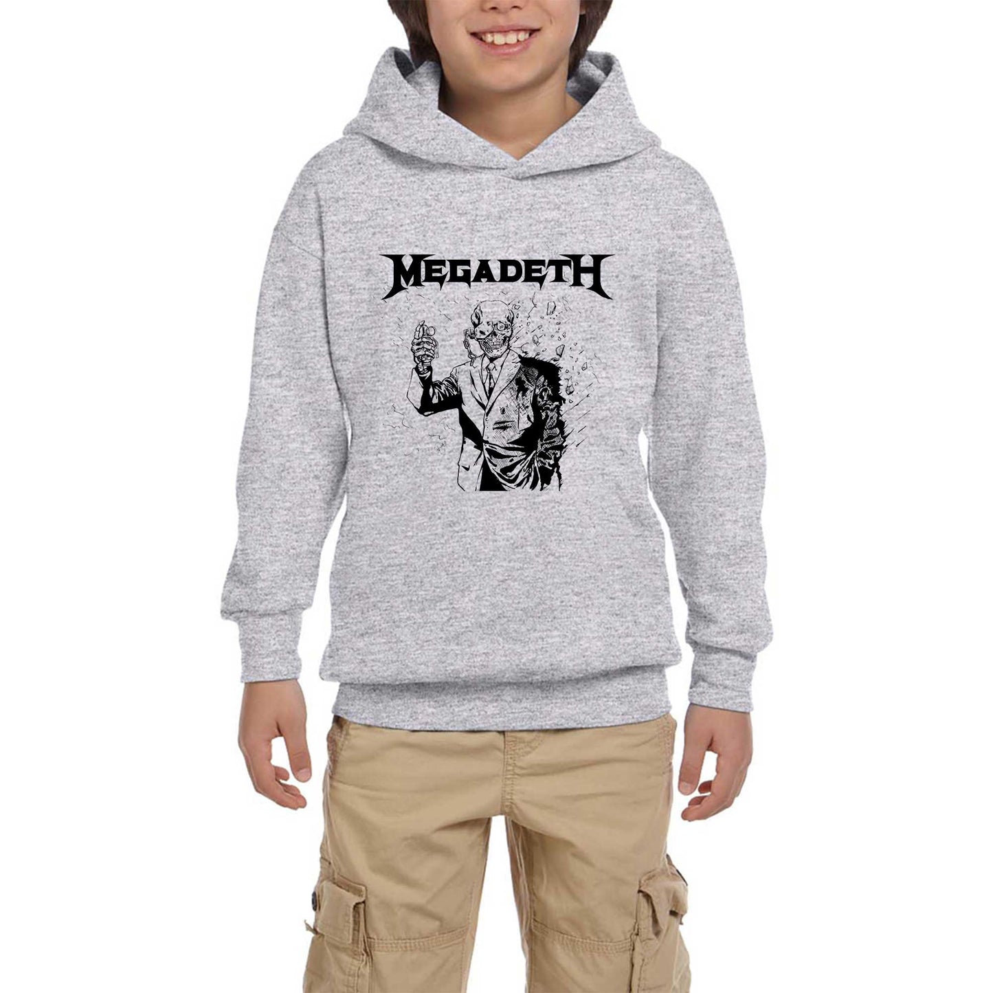 Megadeth Vic Rattlehead Portre Beyaz Çocuk Kapşonlu Sweatshirt
