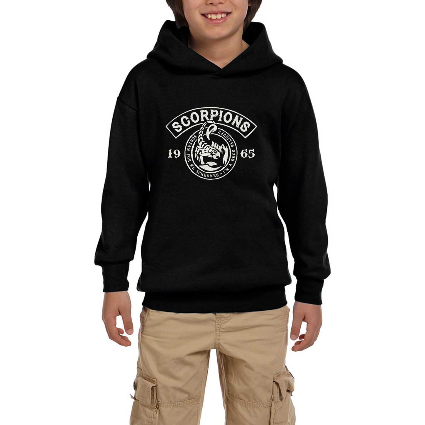 Scorpions Scream For Me Siyah Çocuk Kapşonlu Sweatshirt