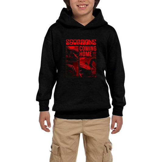 Scorpions Coming Home Siyah Çocuk Kapşonlu Sweatshirt
