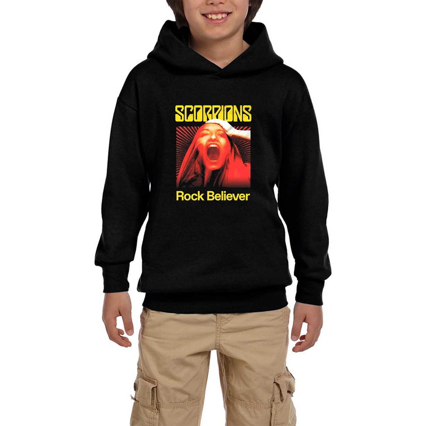 Scorpions Rock Believer Siyah Çocuk Kapşonlu Sweatshirt