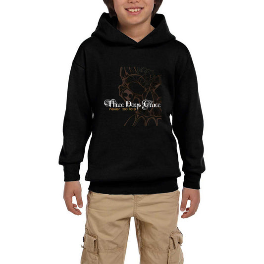Three Days Grace Never Too Late Siyah Çocuk Kapşonlu Sweatshirt