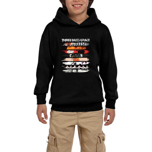 Three Days Grace Album Covers Siyah Çocuk Kapşonlu Sweatshirt