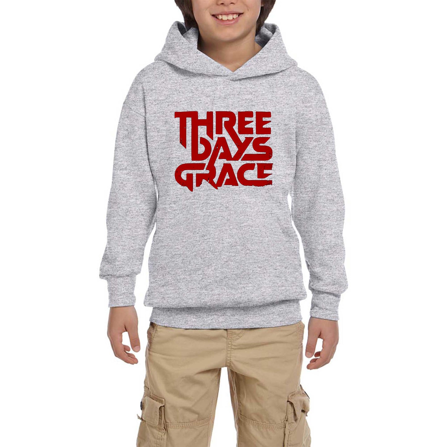 Three Days Grace Text Beyaz Çocuk Kapşonlu Sweatshirt