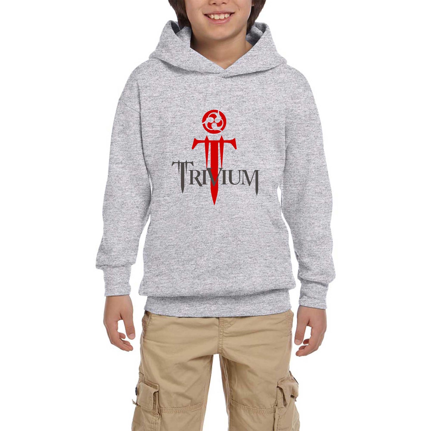 Trivium Logo Red Beyaz Çocuk Kapşonlu Sweatshirt